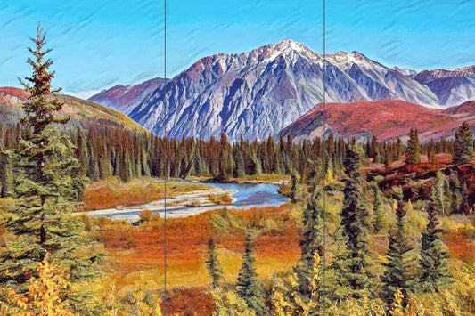 Tile Mural/Mosaic Ceramic Panel of Denali Park Alaska - Alaska Wall print - Denali Park Print - Tile Mural - Gloss Tiles - Tile Mosaic