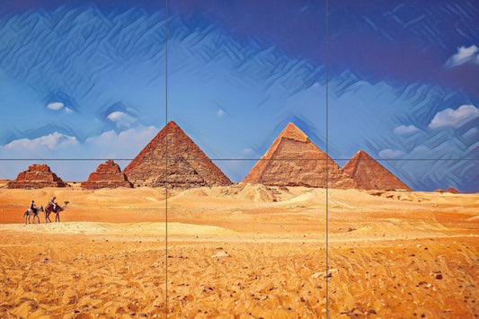 Tile Mural/Mosaic Ceramic Panel of Cairo Pyramids - Pyramids wall print - Egypt wall art - Pyramids Wall Art - Tile Mural - Tile Mosaic