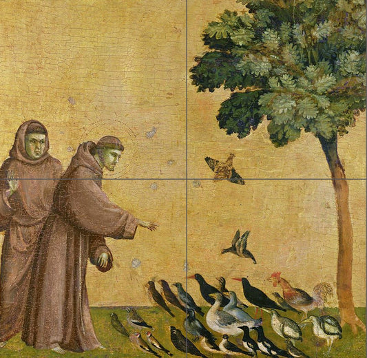 Tile Mural/Mosaic Ceramic Panel of Saint Francis of Assisi - Religious Wall Art - Tile Mural - Saint Francis print - Religious Tile Mosaic