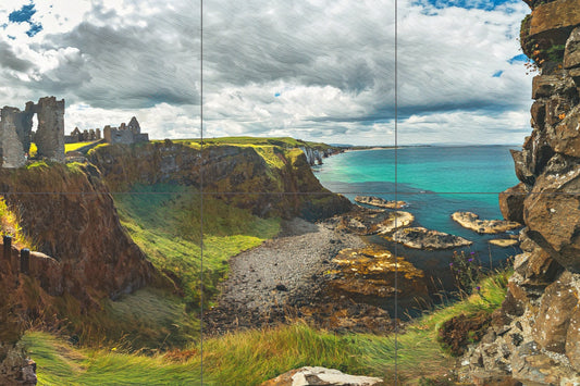 Tile Mural/Mosaic Ceramic Panel of Dunluce Castle Ireland - Dunluce Castle print - Ireland Wall Art - Tile Mural - Gloss Tiles -Accent tiles