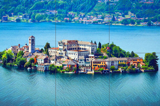 Tile Mural/Mosaic Ceramic Panel of Lake Orta - Lake Orta wall print - Piedmont Italy Wall Art - Tile Mural - Gloss Tiles - Tile Mosaic