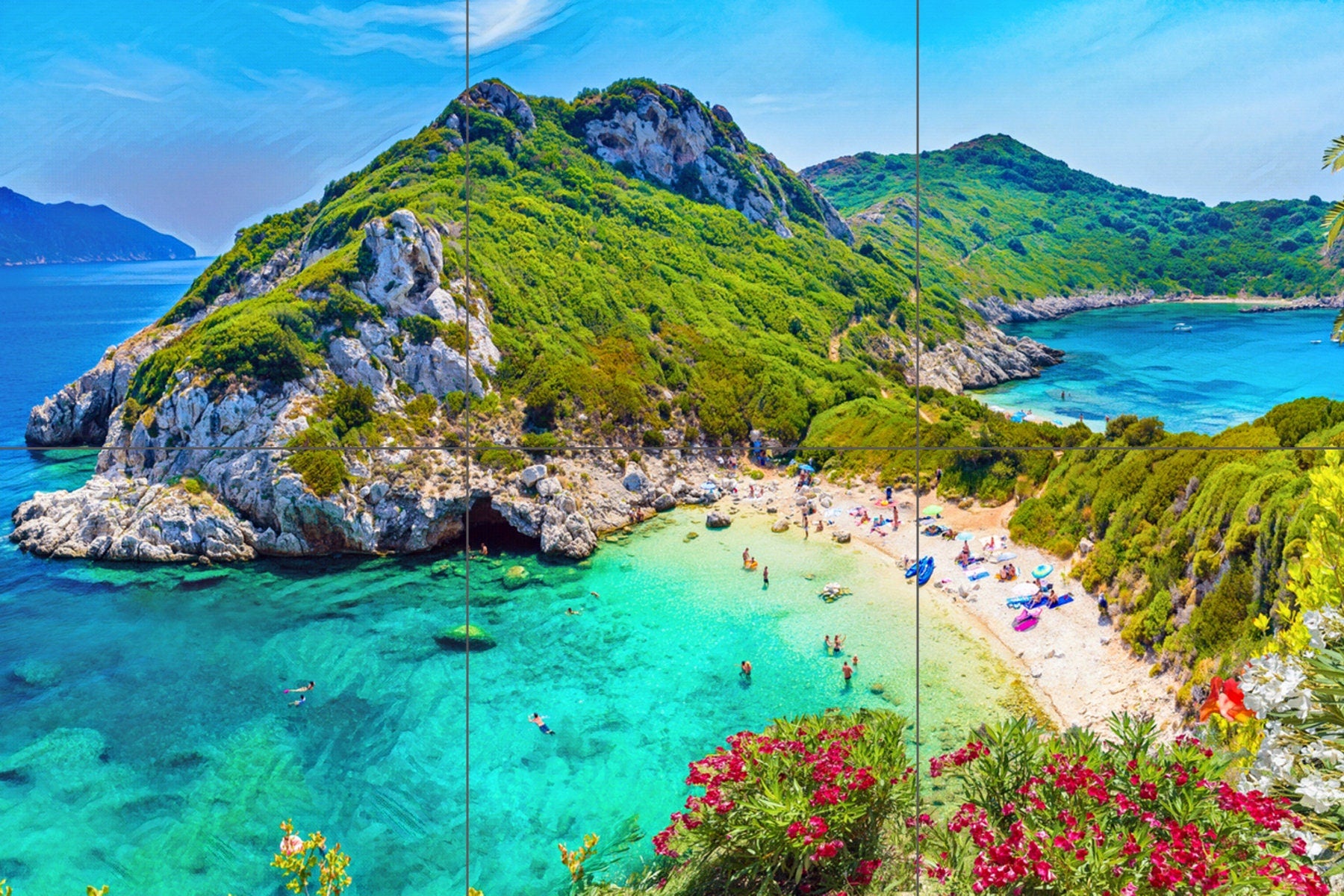 Tile Mural/Mosaic Ceramic Panel of Corfu - Greece - Corfu wall print - Corfu Wall Art - Tile Mural - Gloss Tiles -Tile Mosaic -Shower tiles