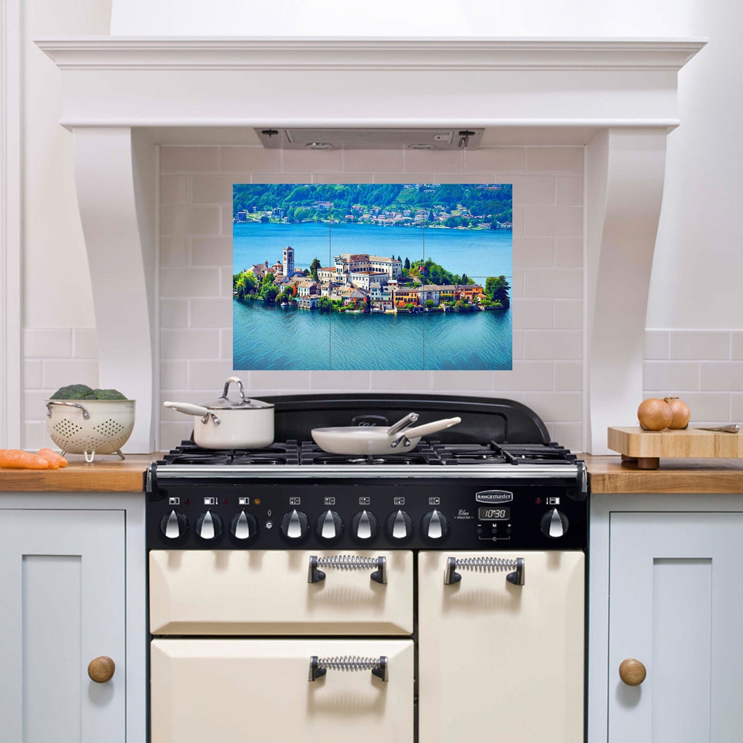 Tile Mural/Mosaic Ceramic Panel of Lake Orta - Lake Orta wall print - Piedmont Italy Wall Art - Tile Mural - Gloss Tiles - Tile Mosaic