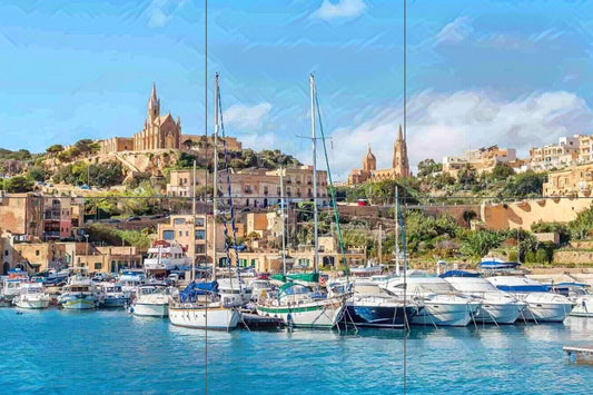 Tile Mural/Mosaic Ceramic Panel of Gozo Malta - Malta wall print - Gozo wall print - Tile Mural - Gloss Tiles - Tile Mosaic - Ceramic tiles