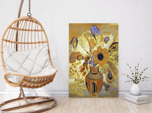 Odilon Redon Floral Tile Mural: Etruscan Vase Ceramic Mosaic