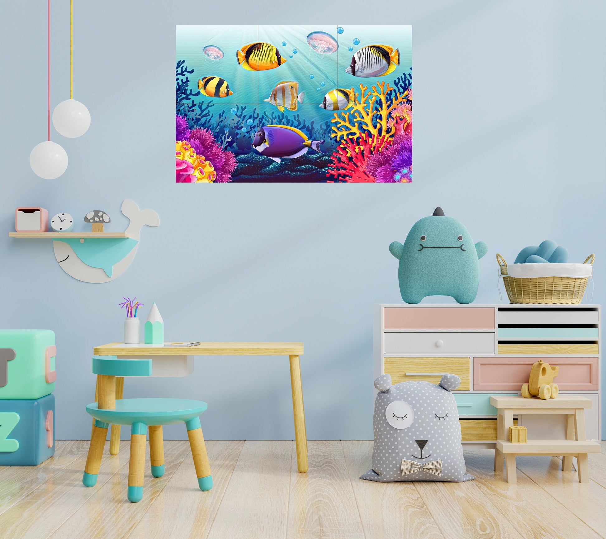 Tile Mural/Mosaic Ceramic Panel of an Aquarium -Children's Room- Nursery wall print - Nursery decor - Tile Mural - Gloss Tiles - Tile Mosaic
