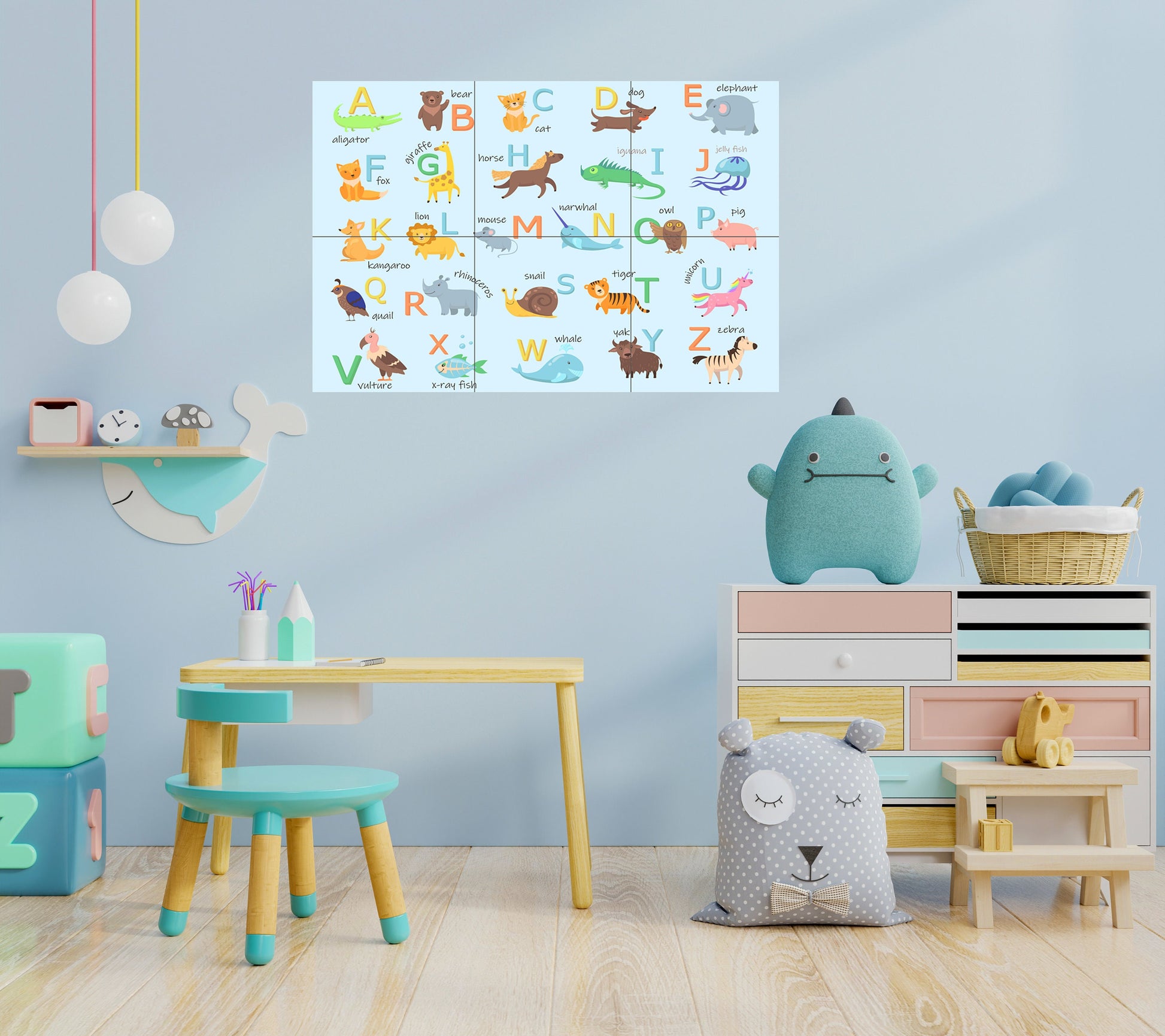 Tile Mural/Animal Alphabet Ceramic Mosaic - Children Room - Nursery Decor - Animals Wall Art - Tile Mural - Gloss Tiles - Tile Mosaic