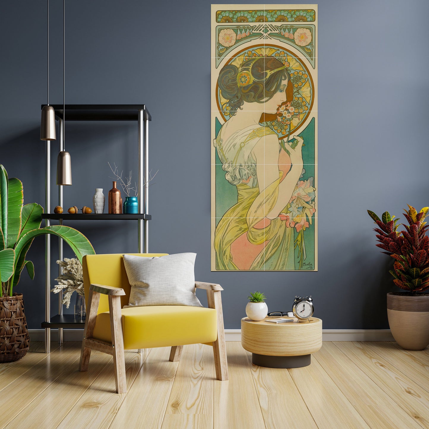 Tile Mural/Mosaic Ceramic Panel of Primrose Alphonse Mucha - Colourful Painting Art - Tile Mural - Gloss Tiles- Tile Mosaic