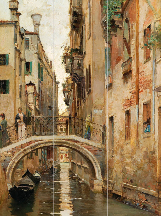 Tile Mural/Mosaic Ceramic Panel of a Canal in Venice - Raffaele Tufuri - Colourful Painting Art -Tile Mural -Gloss Tiles-Tile Mosaic