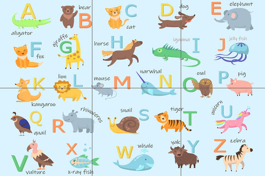 Tile Mural/Animal Alphabet Ceramic Mosaic - Children Room - Nursery Decor - Animals Wall Art - Tile Mural - Gloss Tiles - Tile Mosaic