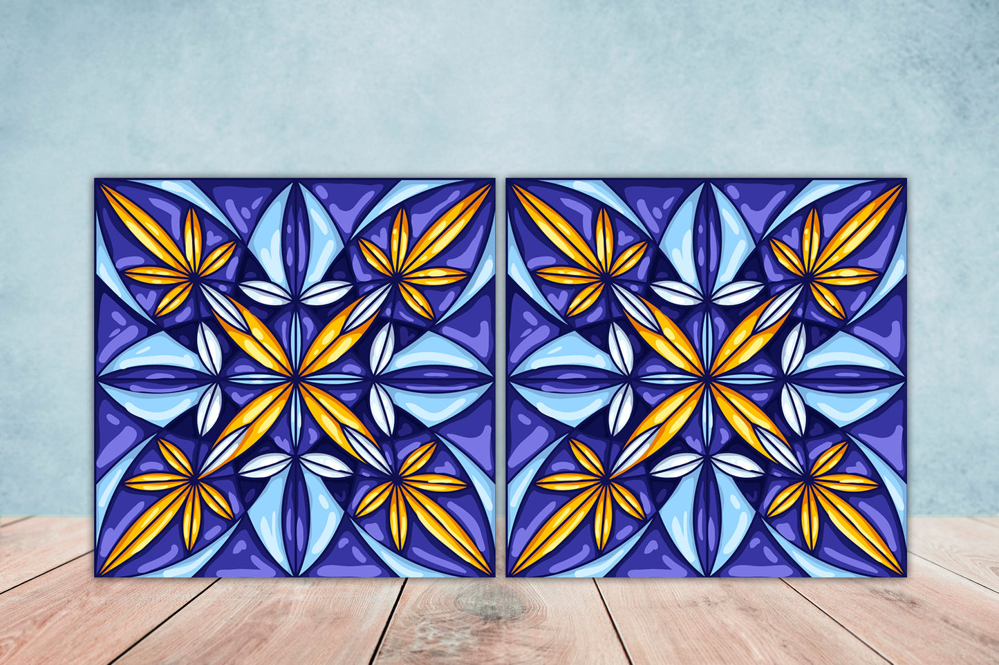 Italian Majolica Ceramic Tiles - Set of 2 Italian Wall Decor Ceramic Tiles -Kitchen Backsplash Tiles, Table Decorative Tiles, Bathroom Tiles