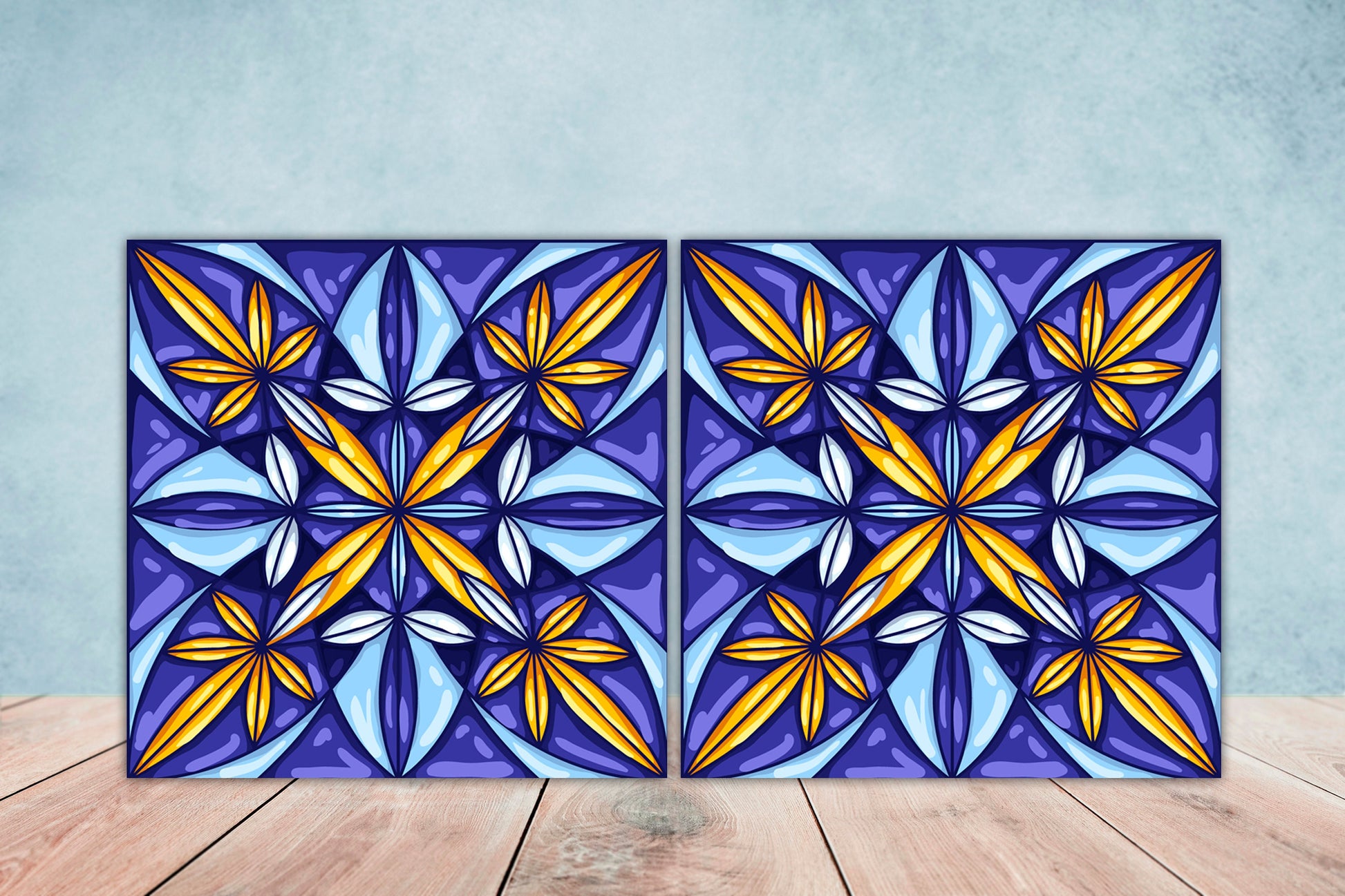 Italian Majolica Ceramic Tiles - Set of 2 Italian Wall Decor Ceramic Tiles -Kitchen Backsplash Tiles, Table Decorative Tiles, Bathroom Tiles
