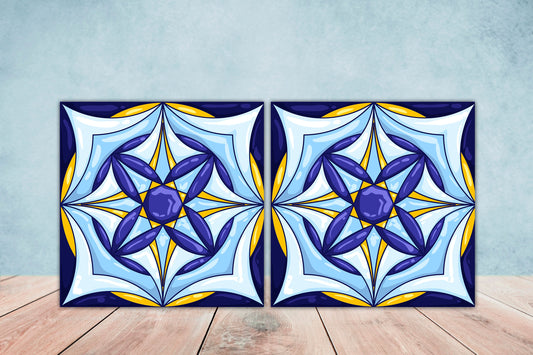 Italian Ceramic Tiles - Set of 2 Italian ceramic accent Tiles - Kitchen Backsplash Tiles,Table Decorative Tiles,Bathroom Tiles, Shower tiles
