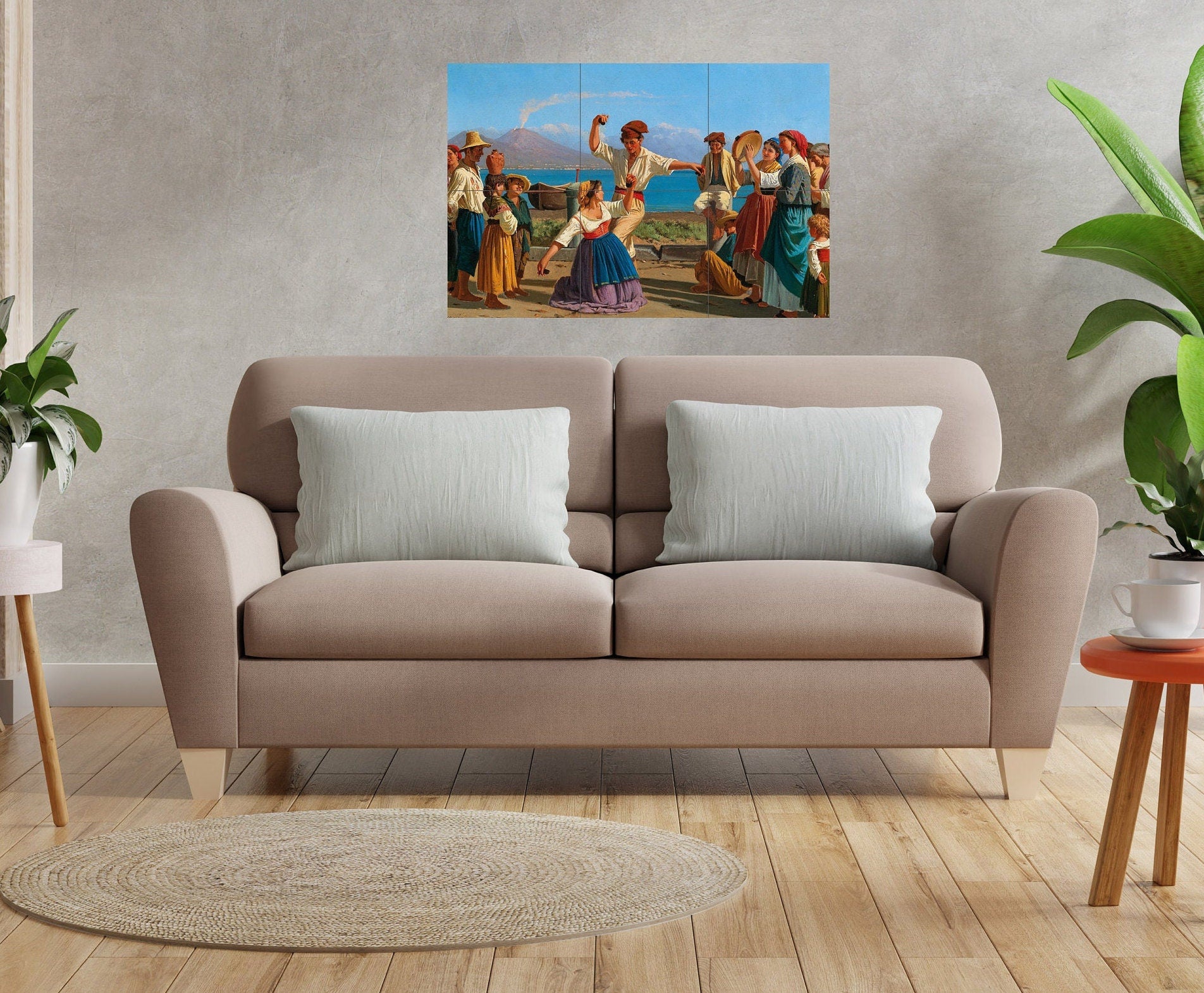 Tile Mural/Mosaic Ceramic Panel of Tarantella, Naples Vesuvius print -Naples Wall Art -Naples print- Vesuvius print- Tile Mural -Tile Mosaic