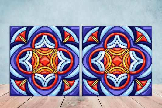 Italian Majolica Ceramic Tiles - Set of 2 Italian Wall Ceramic Tiles - Kitchen Backsplash Tiles, Table Decorative Tiles, Bathroom Tiles