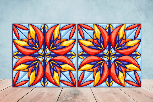 Italian Majolica Ceramic Tiles - Set of 2 Italian Wall Decor Tiles - Kitchen Backsplash Tiles, Table Decorative Tiles, Bathroom Tiles