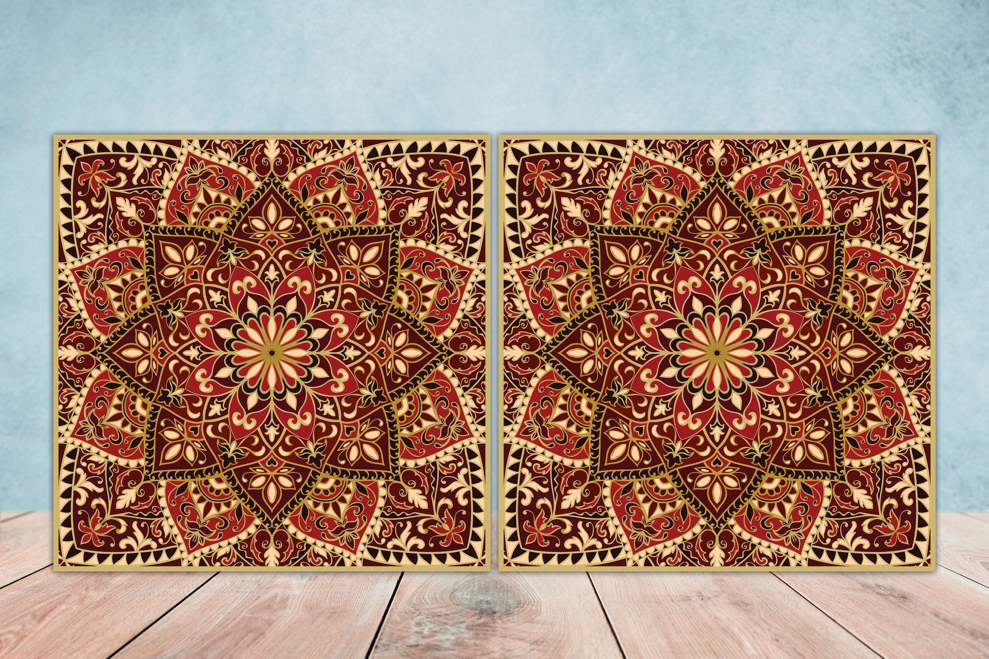 Moroccan Ceramic Tiles - Set of 2 Moroccan Wall Decor Tiles - Kitchen Backsplash Tiles, Table Decorative Tiles, Bathroom Tiles, Coaster