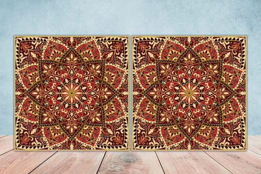 Moroccan Ceramic Tiles - Set of 2 Moroccan Wall Decor Tiles - Kitchen Backsplash Tiles, Table Decorative Tiles, Bathroom Tiles, Coaster