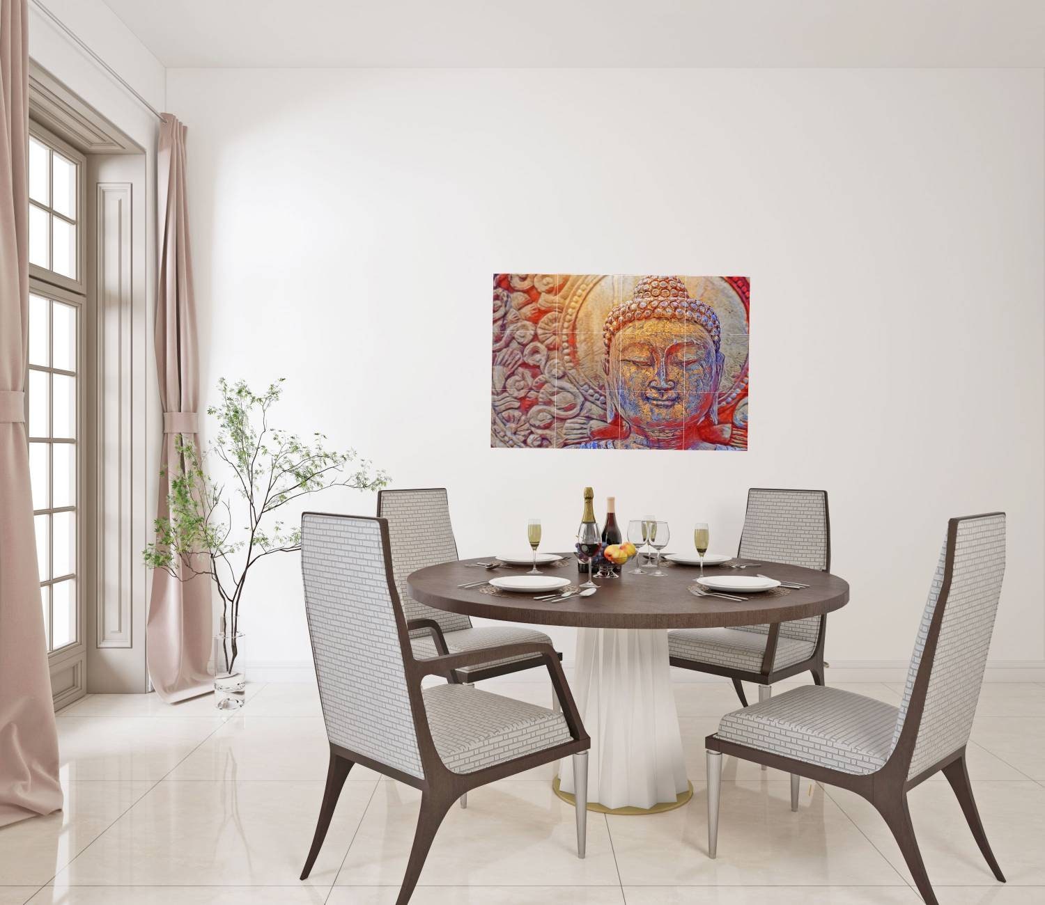 Tile Mural/Mosaic Ceramic Panel of Buddha - Buddha wall print - Buddha wall art - Buddhism print - Tile Mural - Gloss Tiles - Tile Mosaic