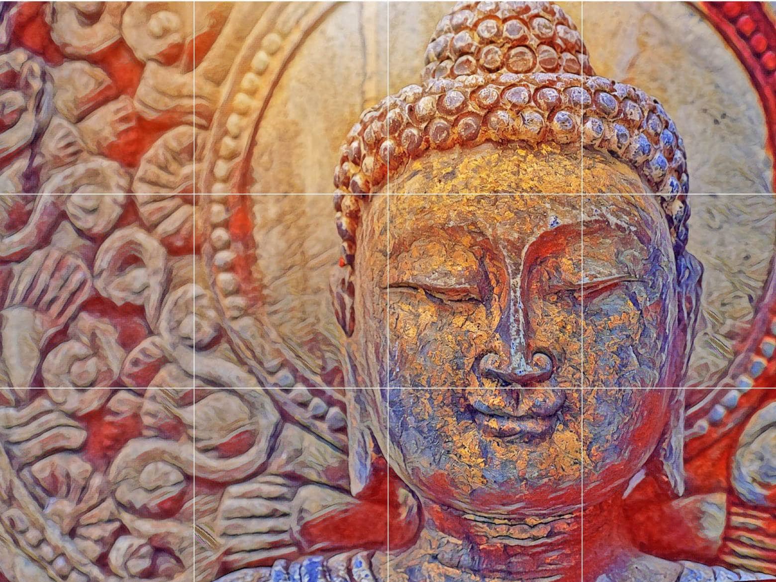 Tile Mural/Mosaic Ceramic Panel of Buddha - Buddha wall print - Buddha wall art - Buddhism print - Tile Mural - Gloss Tiles - Tile Mosaic