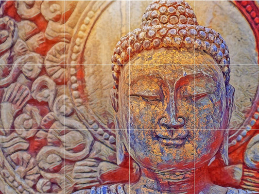 Tile Mural/Mosaic Ceramic Panel of Buddha - Buddha wall print - Buddha wall art - Buddhism print - Tile Mural - Gloss Tiles - Tile Mosaic