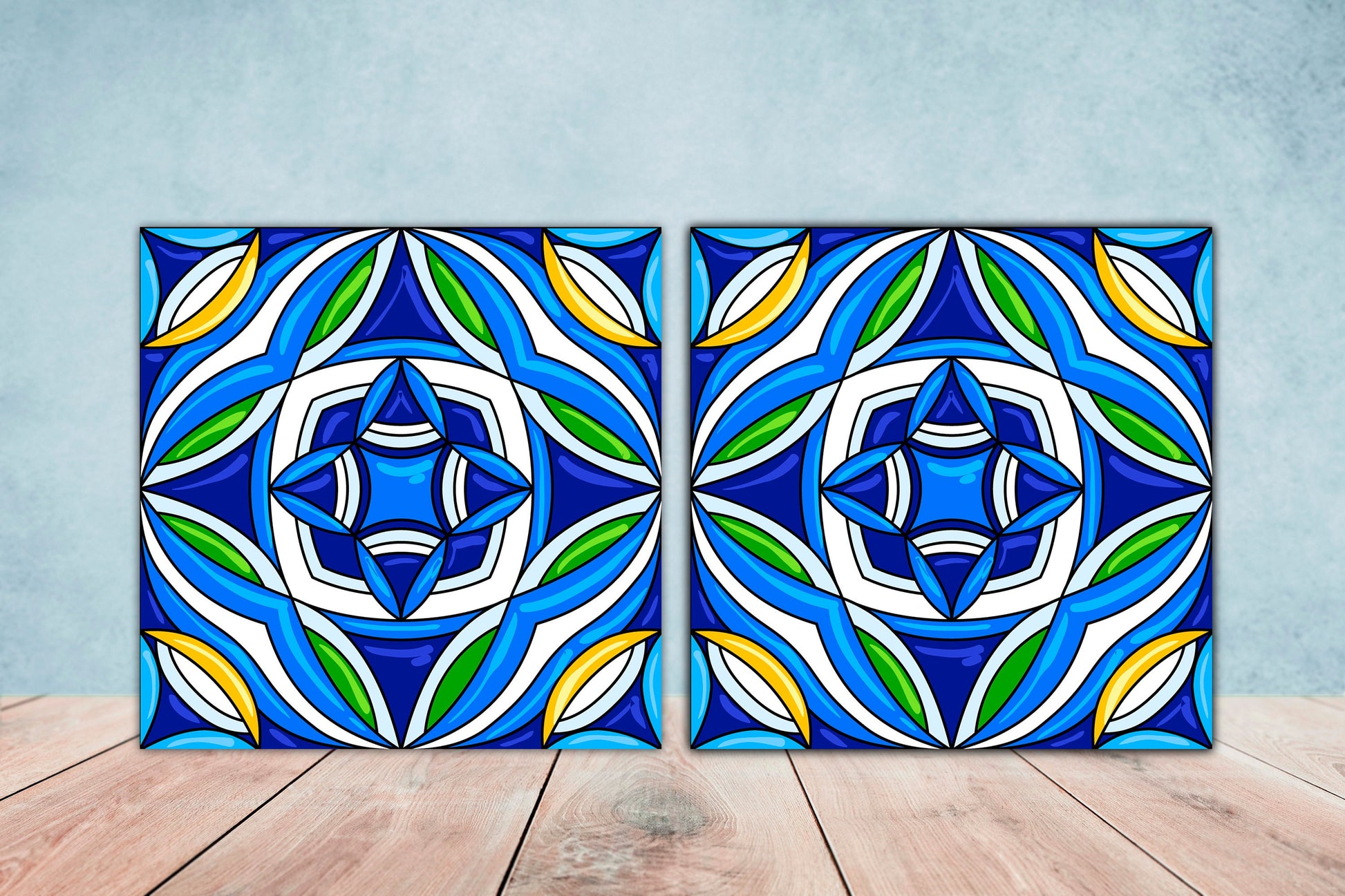 Italian Majolica Ceramic Tiles - Set of 2 Italian Wall Decor Tiles - Kitchen Backsplash Tiles, Table Decorative Tiles, Bathroom Tiles