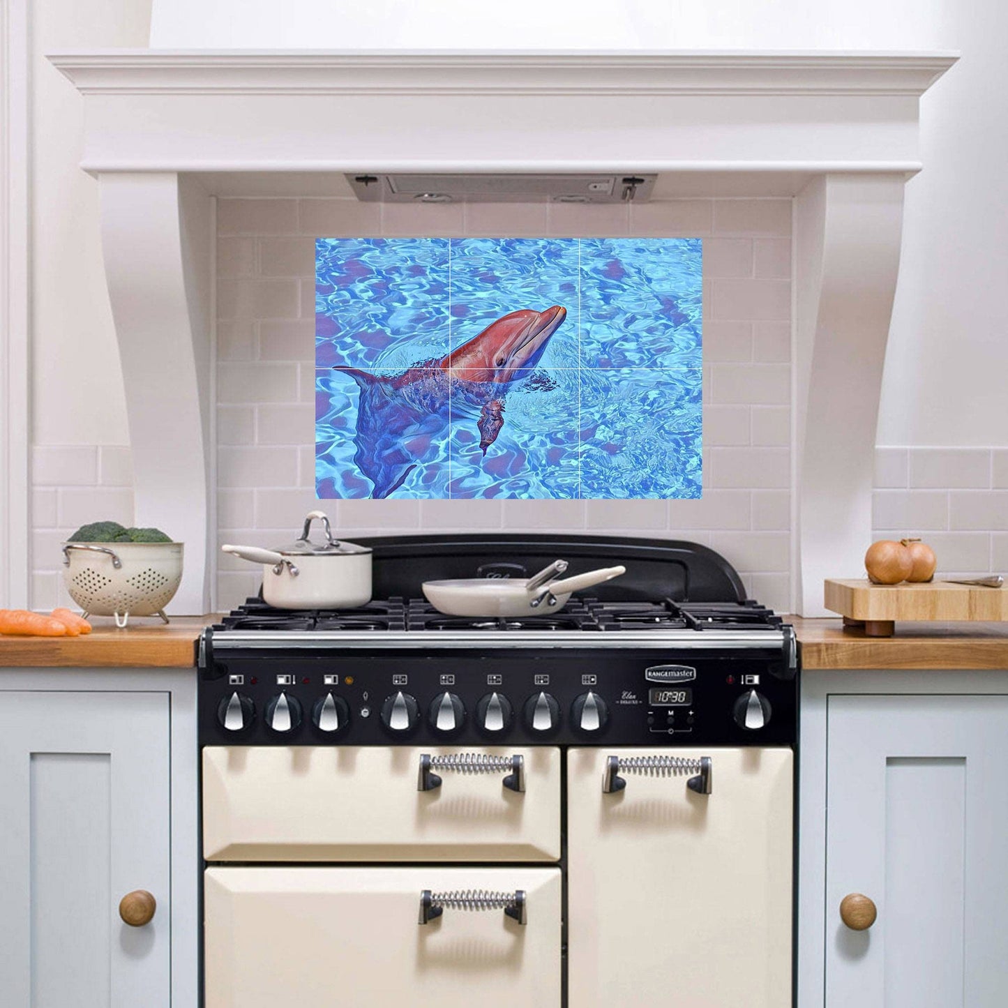Tile Mural/Mosaic Ceramic Panel of a Dolphin - Dolphin Wall Art - Dolphin wall print - Tile Mural Art Print - Home Decor - Tile Mosaic