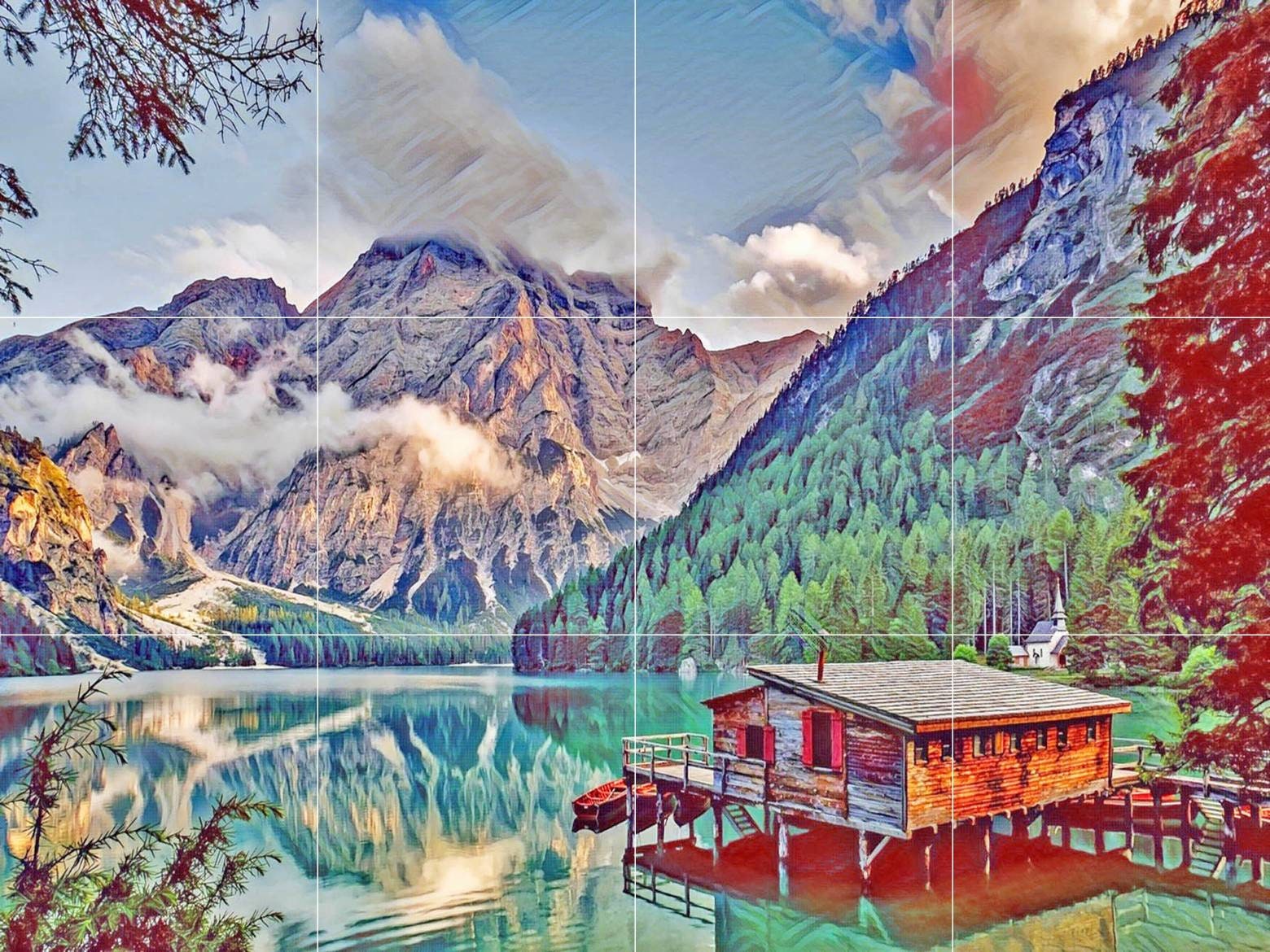 Tile Mural/Mosaic Ceramic Panel of Dolomites - Dolomites wall print - Italian Mountains wall print - Gloss Tiles - Tile Mosaic - Wall tiles