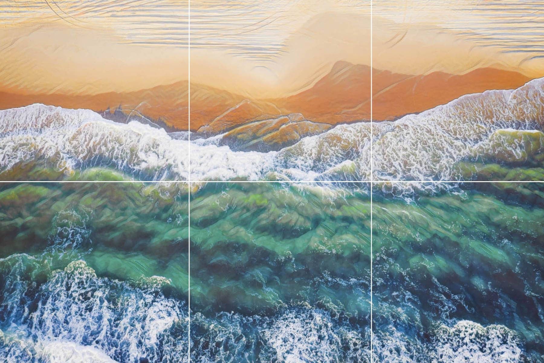 Tile Mural/Mosaic Ceramic Panel of Ocean Waves - Beach Mural - Ocean Waves Wall Mural - Ocean waves wall print - Home Decor - Tile Mosaic