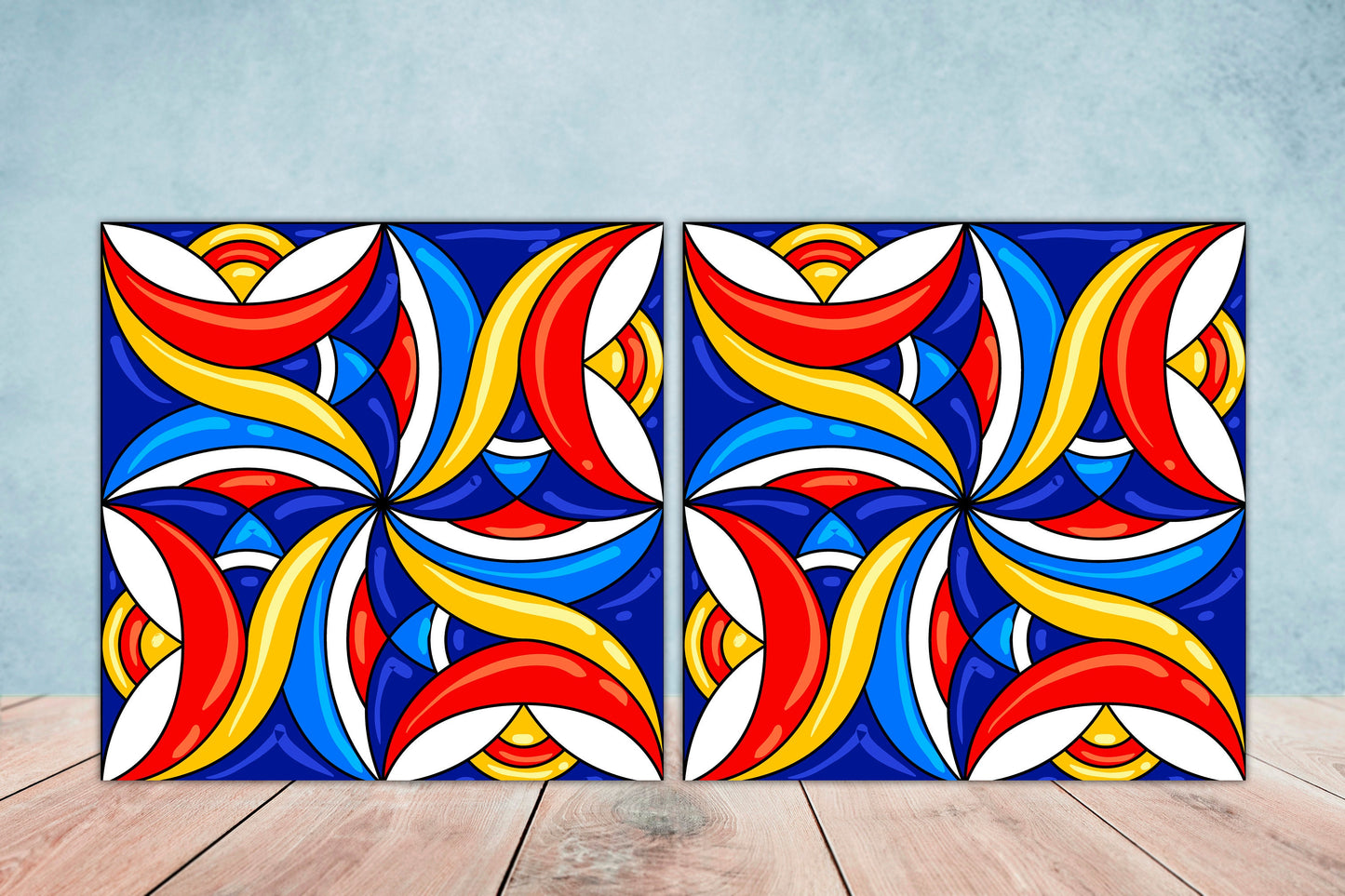 Italian Majolica Tiles - Set of 2 Italian Wall Decor Tiles - Kitchen Backsplash Tiles, Table Decorative Tiles, Bathroom Tiles, Coaster