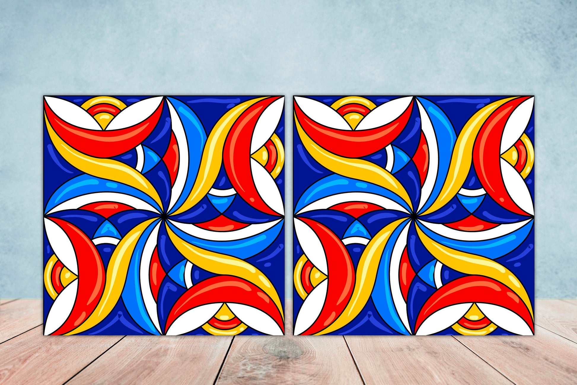 Italian Majolica Tiles - Set of 2 Italian Wall Decor Tiles - Kitchen Backsplash Tiles, Table Decorative Tiles, Bathroom Tiles, Coaster