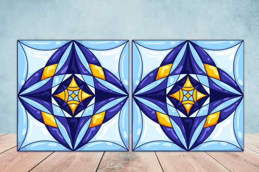 Italian Majolica Tile Design - Set of 2 Italian Wall Ceramic Tiles - Kitchen Backsplash Tiles, Table Decorative Tiles, Bathroom Tiles