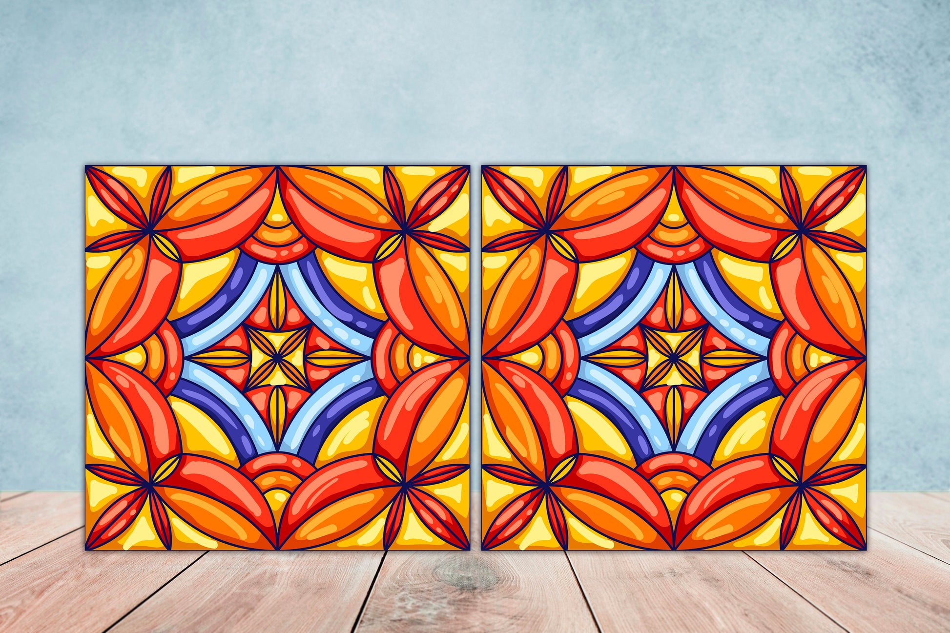 Italian Majolica Ceramic Tiles - Set of 2 Italian Wall Decor Tiles - Kitchen Backsplash Tiles, Table Decorative Tiles, Bathroom Tiles