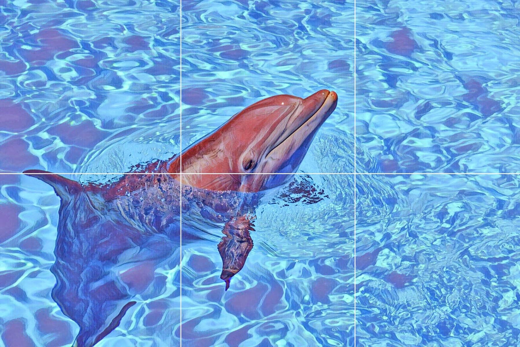 Tile Mural/Mosaic Ceramic Panel of a Dolphin - Dolphin Wall Art - Dolphin wall print - Tile Mural Art Print - Home Decor - Tile Mosaic