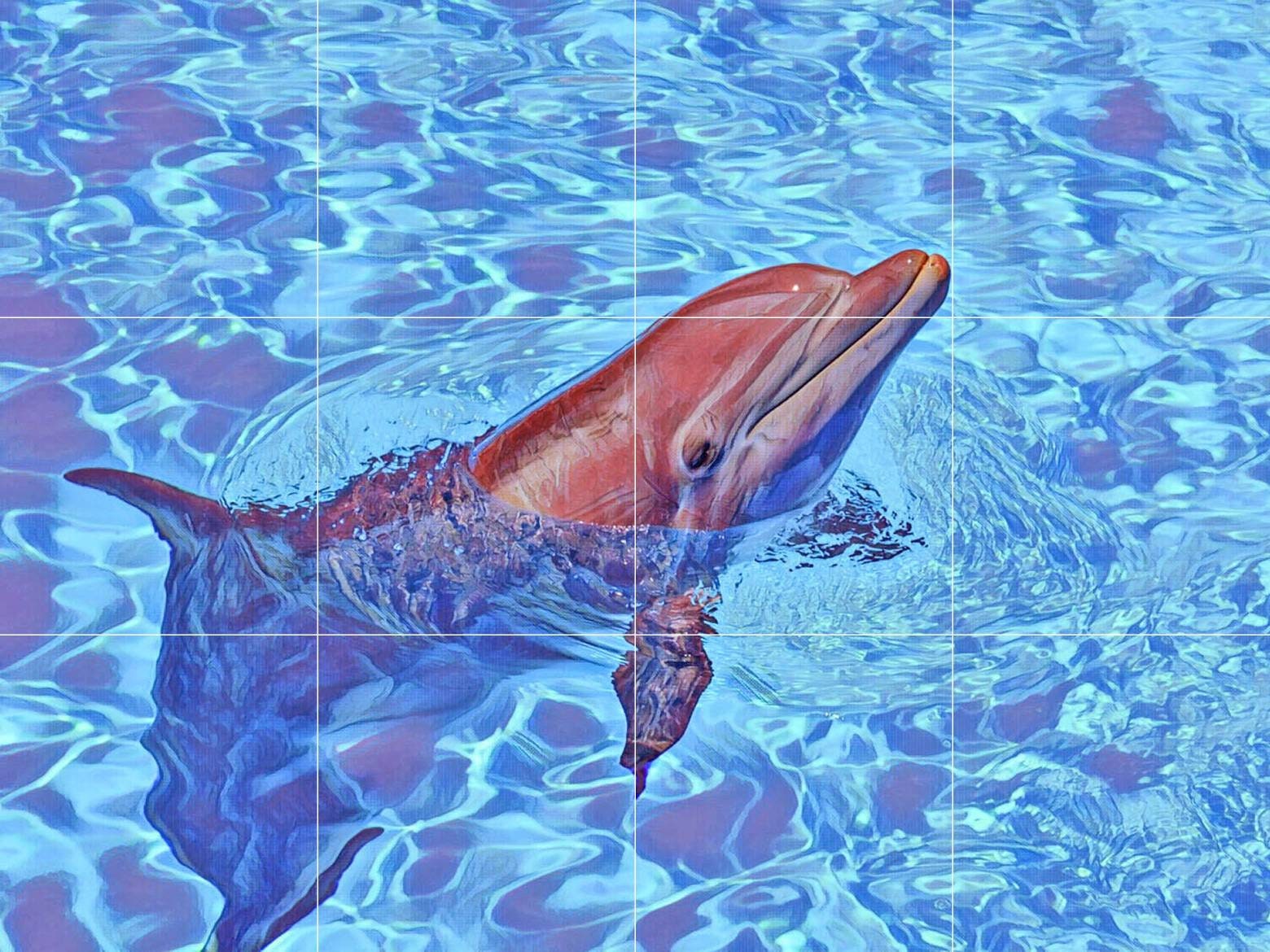Tile Mural/Mosaic Ceramic Panel of a Dolphin - Dolphin Wall Art - Dolphin wall print - Tile Mural Art Print - Home Decor - Tile Mosaic