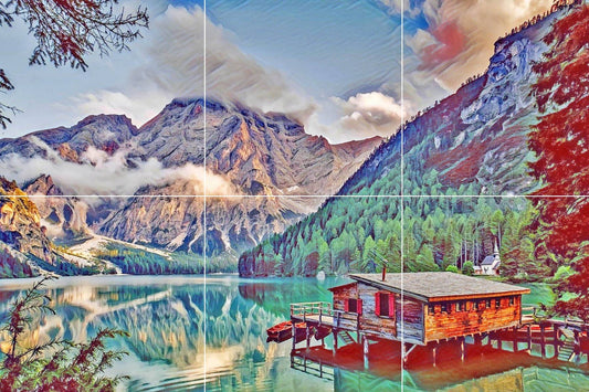 Tile Mural/Mosaic Ceramic Panel of Dolomites - Dolomites wall print - Italian Mountains wall print - Gloss Tiles - Tile Mosaic - Wall tiles
