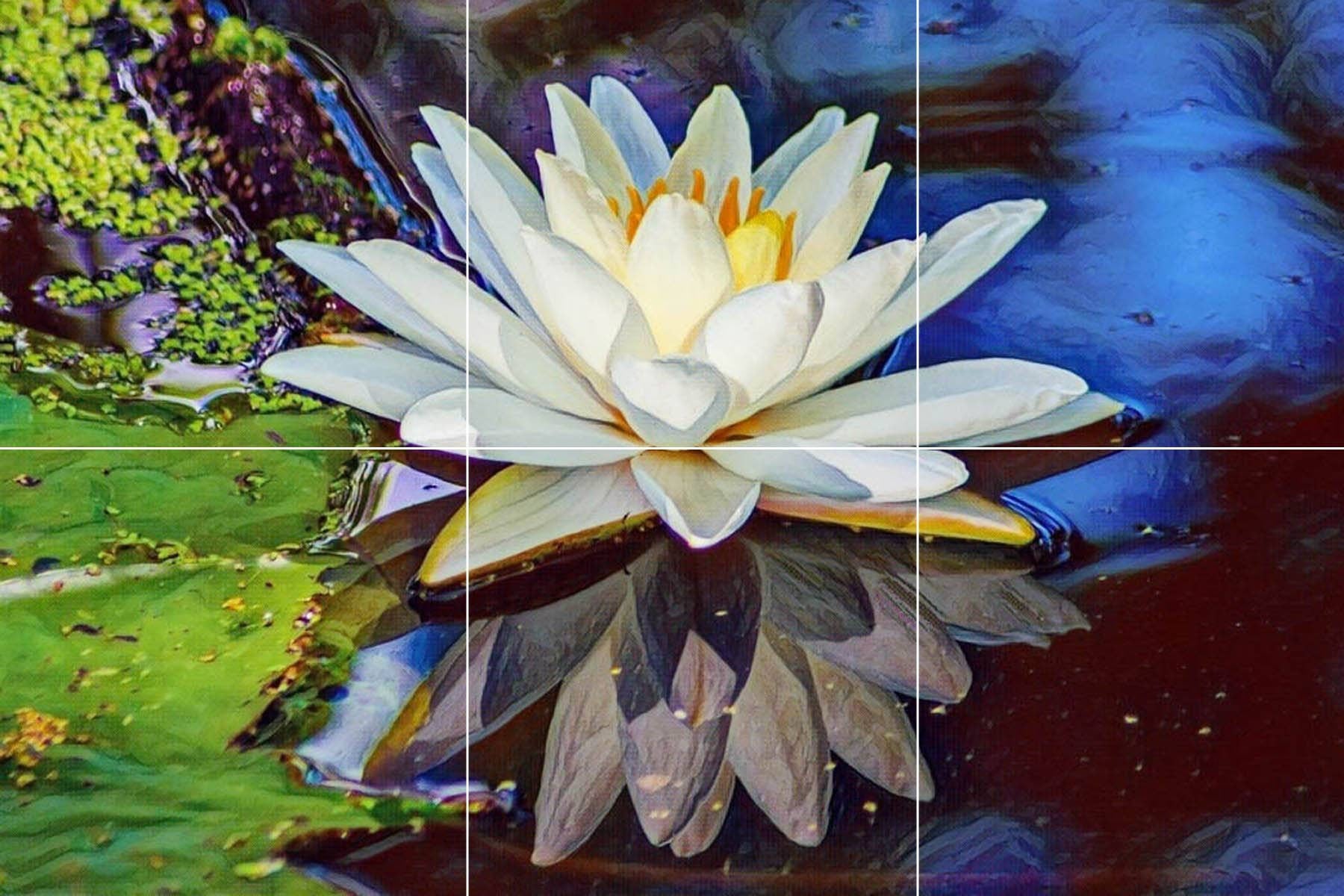 Tile Mural/Mosaic Ceramic Panel of Lotus Flowers - Lotus Flower Mural - Lotus Wall Art - Tile Mural - Gloss Tiles - Tile Mosaic