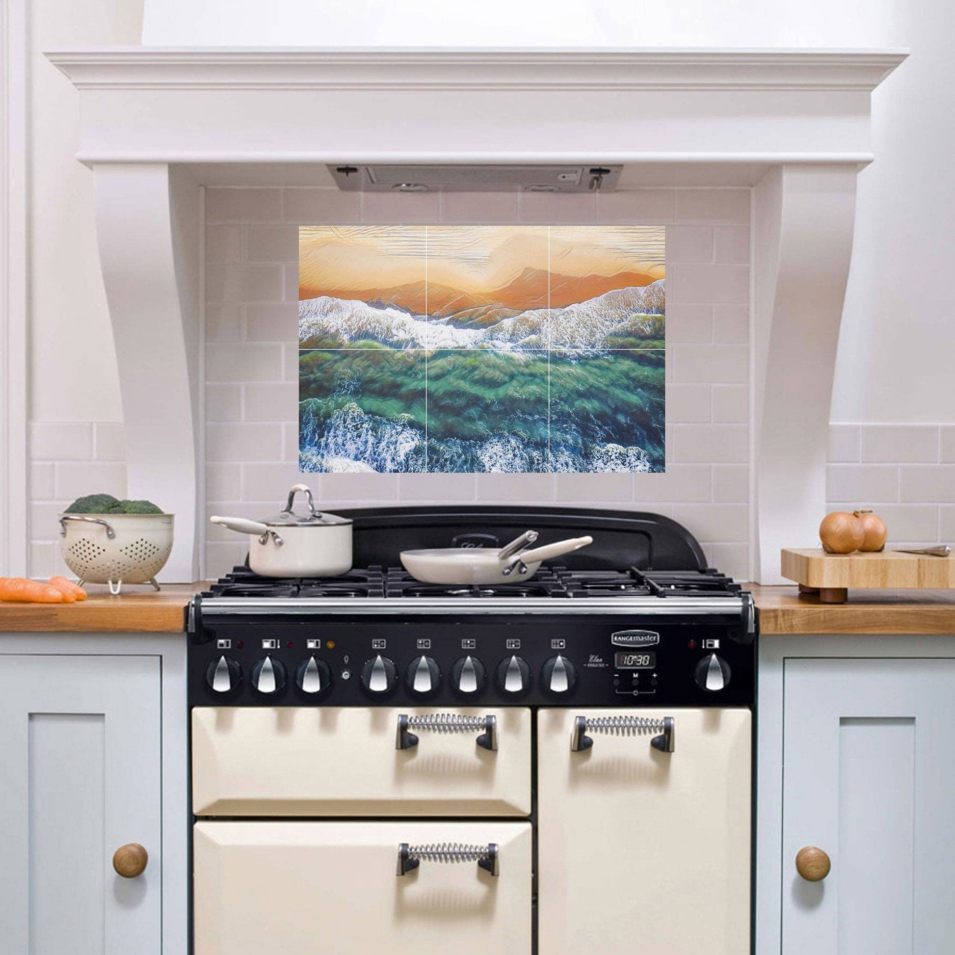 Tile Mural/Mosaic Ceramic Panel of Ocean Waves - Beach Mural - Ocean Waves Wall Mural - Ocean waves wall print - Home Decor - Tile Mosaic