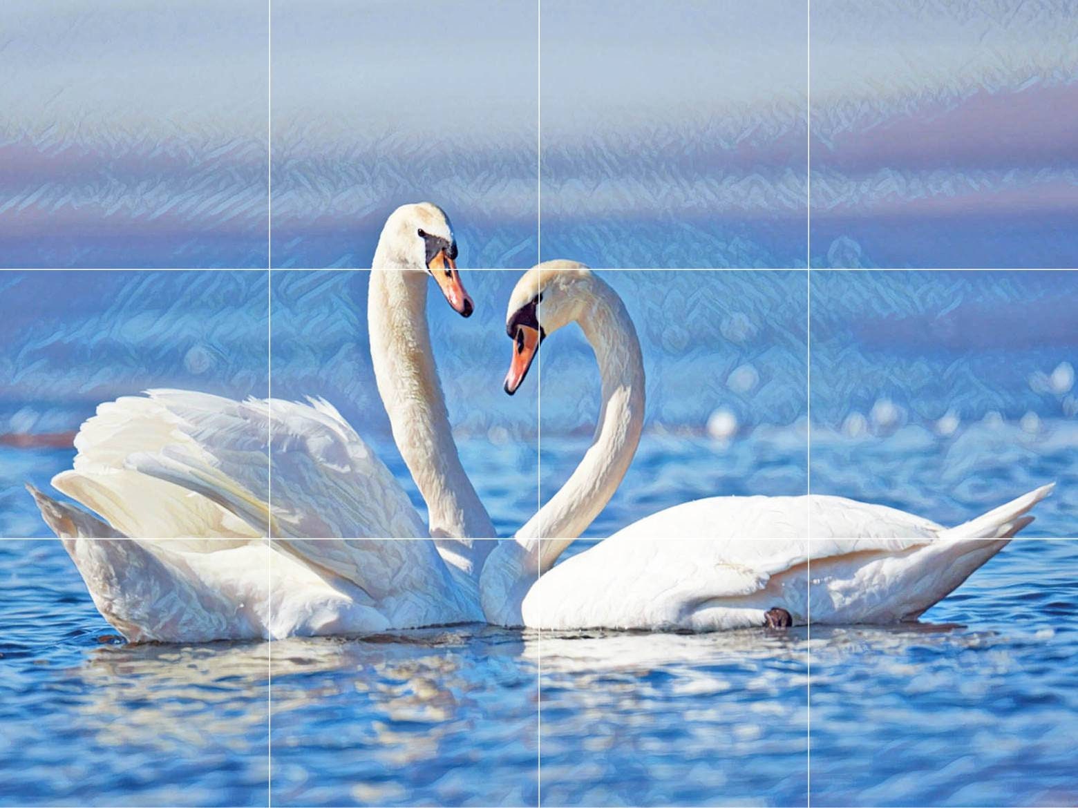 Tile Mural/Mosaic Ceramic Panel of Swan - Bird Mural - Swans Wall Decor - Swan Wall Art - Swan Tile Mural - Gloss Tiles - Tile Mosaic