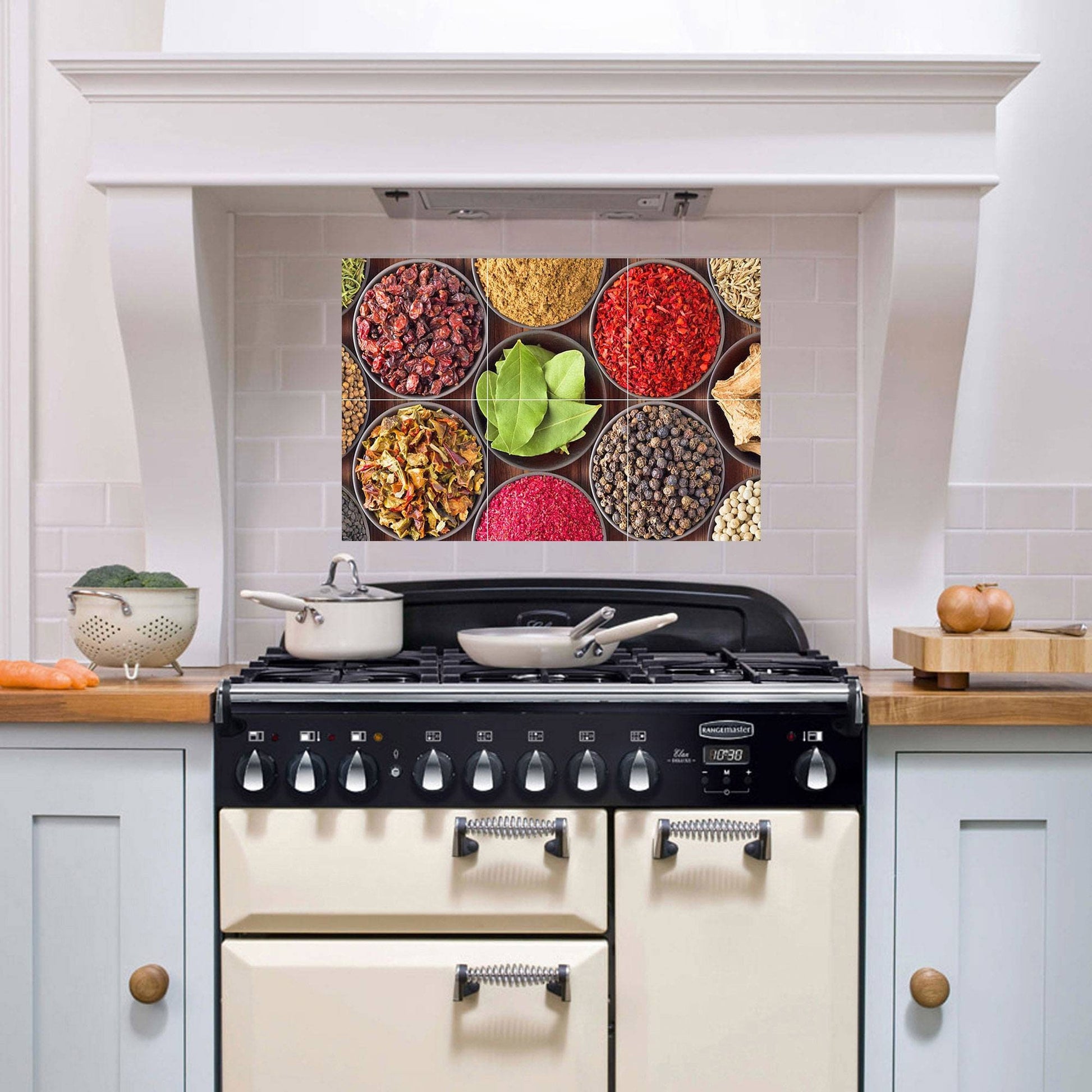 Tile Mural/Mosaic Ceramic Panel of Herbs and Spices - Spices Wall Art - Kitchen Backsplash Tiles - Herbs Print - Gloss Tiles -Tile Mosaic