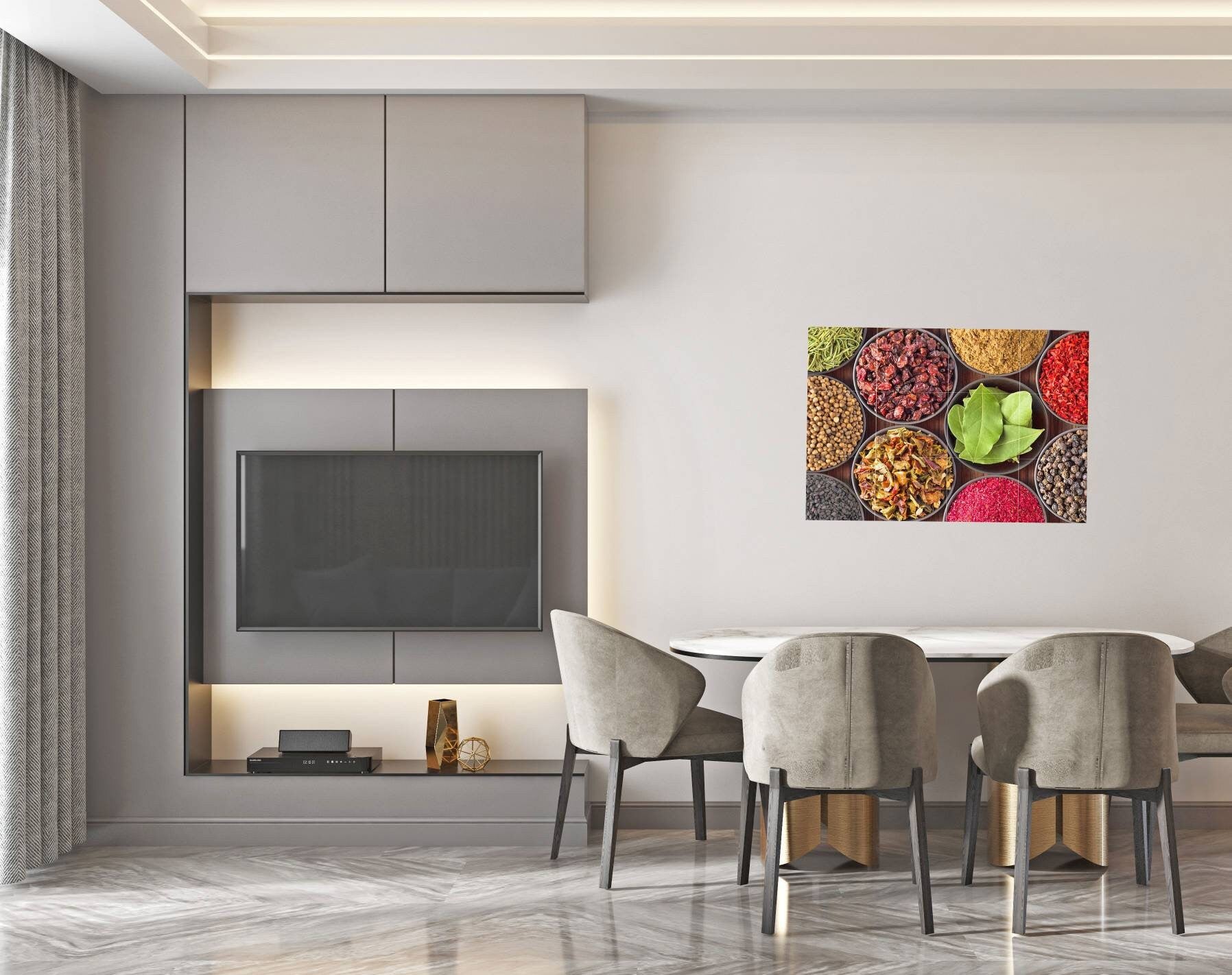 Tile Mural/Mosaic Ceramic Panel of Herbs and Spices - Spices Wall Art - Kitchen Backsplash Tiles - Herbs Print - Gloss Tiles -Tile Mosaic
