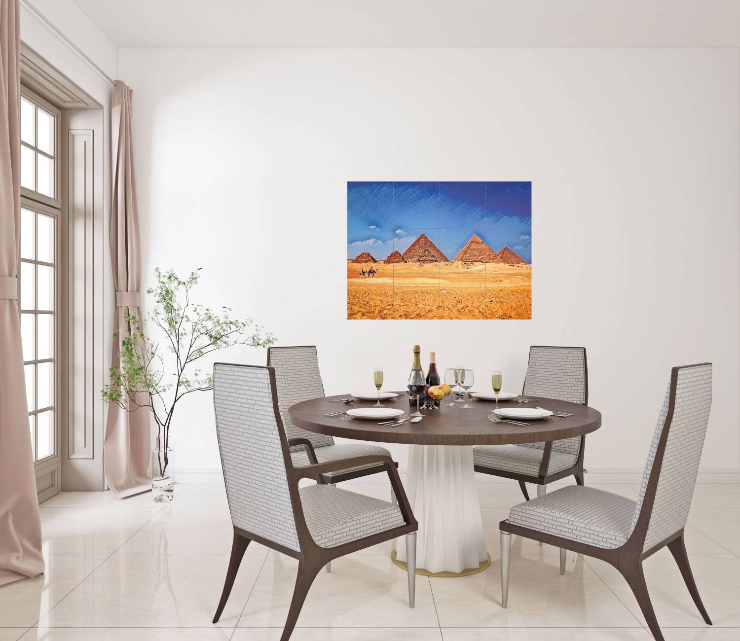 Tile Mural/Mosaic Ceramic Panel of Cairo Pyramids - Pyramids wall print - Egypt wall art - Pyramids Wall Art - Tile Mural - Tile Mosaic