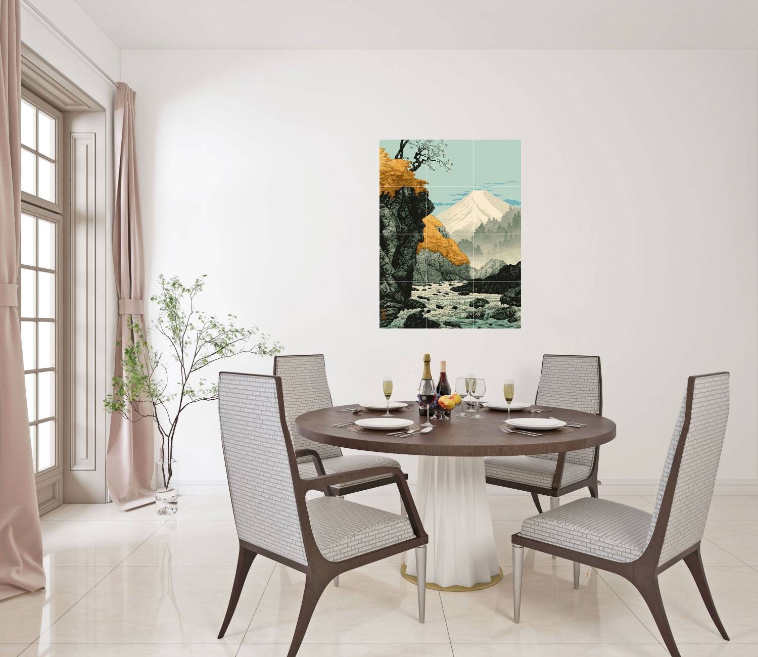 Tile Mural/Mosaic Ceramic Panel -Mount Ashitaka -Hiroaki - Japanese Art - Colourful Wall Nature Art - Tile Mural - Gloss Tiles - Tile Mosaic