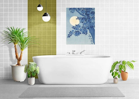 Cherry Blossom Tile Mural: Koson Japanese Art, Nature Wall Decor