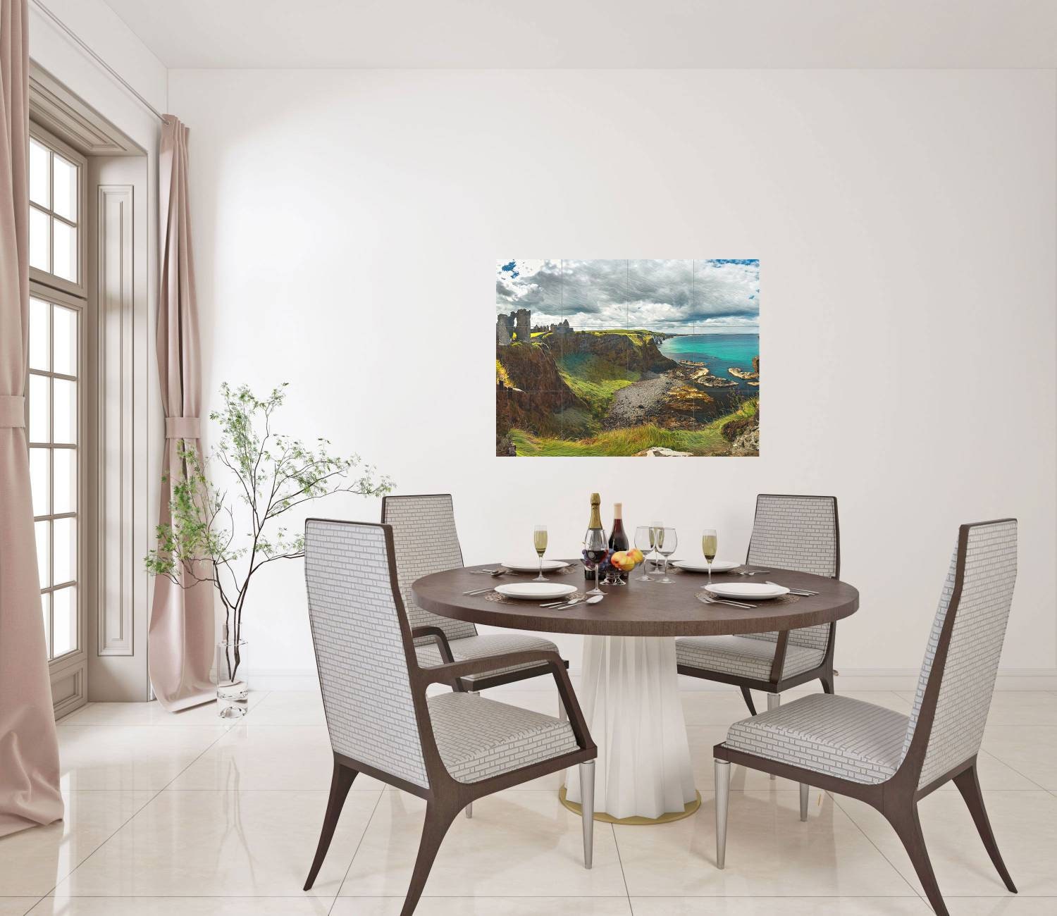Tile Mural/Mosaic Ceramic Panel of Dunluce Castle Ireland - Dunluce Castle print - Ireland Wall Art - Tile Mural - Gloss Tiles -Accent tiles