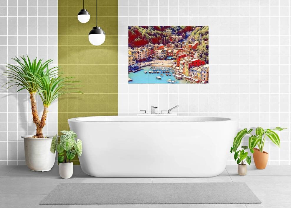 Tile Mural/Mosaic Ceramic Panel of Portofino Italy - Portofino wall print - Portofino Wall Art - Tile Mural - Gloss Tiles - Tile Mosaic