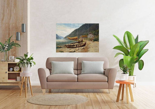 Tile Mural/Mosaic Ceramic Panel of Thomas Fearnley Gravensfjord - Gravensfjord print - Thomas Fearnley print - Tile Mural - Tile Mosaic