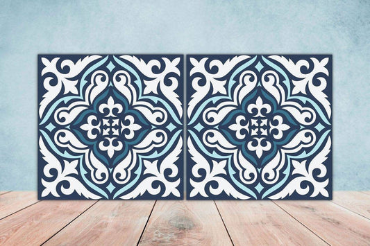 Portuguese Azulejo Tiles - Set of 2 Portuguese Wall Decor Tiles - Kitchen Backsplash Tiles, Table Decorative Tiles, Bathroom Tiles, Coaster