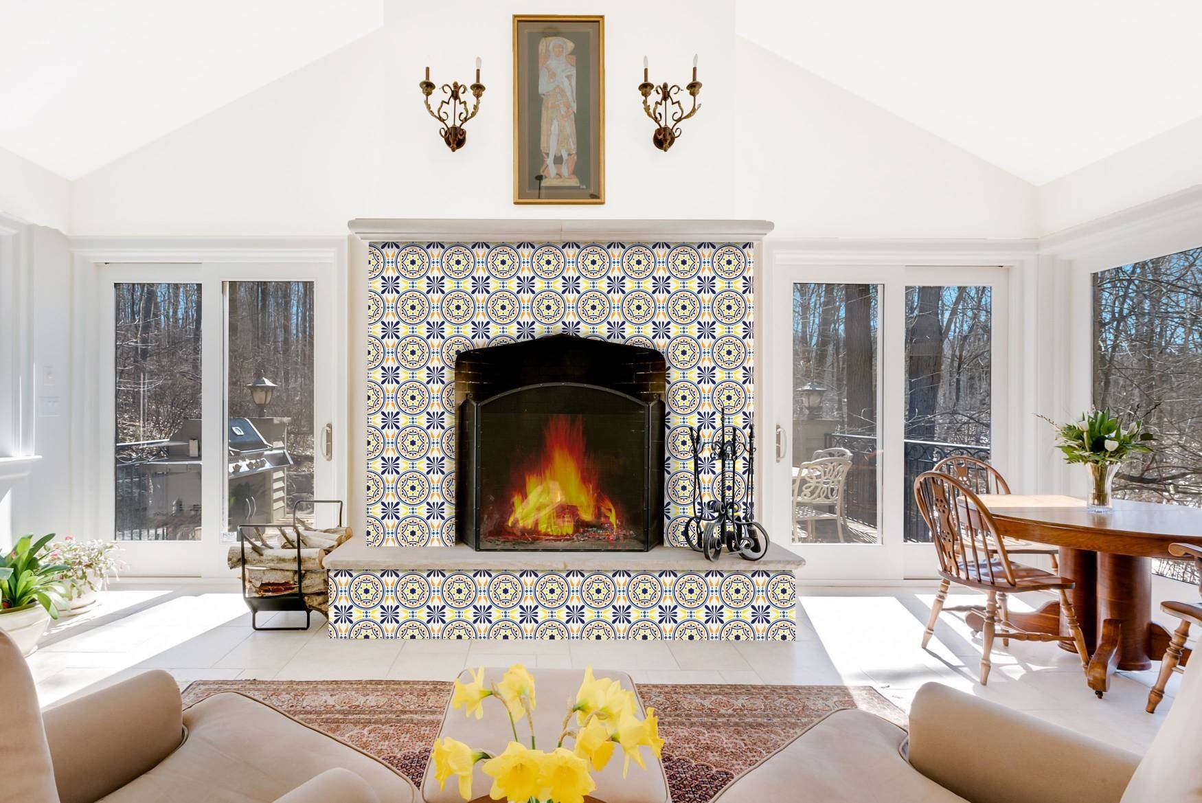 Spanish Ceramic tiles - Set of 2 Spanish Wall Decor Tiles - Kitchen Backsplash Tiles, Table Decorative Tiles, Bathroom Tiles, Shower tiles
