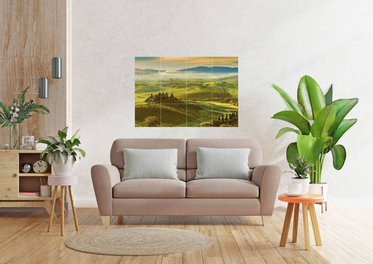 Tile Mural/Mosaic Ceramic Panel of Val d Orcia - Tuscany - Italian Landscape - Colourful Wall Art - Tile Mural - Gloss Tiles - Tile Mosaic